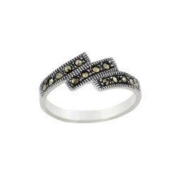 Marcasite Bypass Style Wave Women's Ring